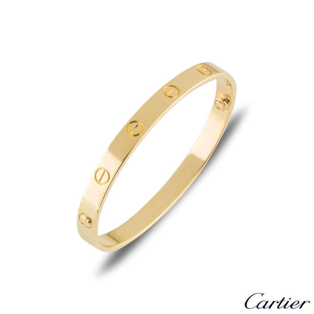 Cartier Yellow Gold Plain Love Bracelet Size 17 B6035517 Rich